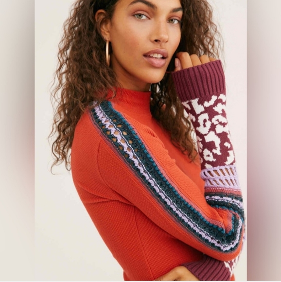 Free People Orange Knit Cuff Thermal - Picture 2 of 7